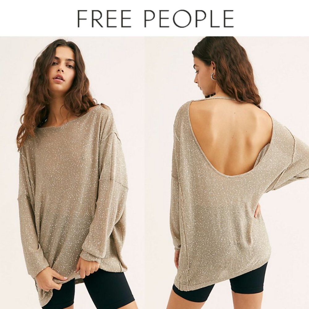 Free People All That Glitters Sequin Sweater Tunic